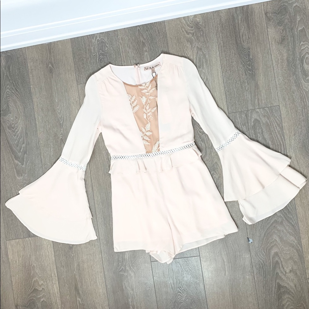 For Love & Lemons Emelia Romper Dusty Pink Size Medium - Picture 3 of 16